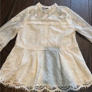 Miss Chievous Ivory Lace Peplum Blouse